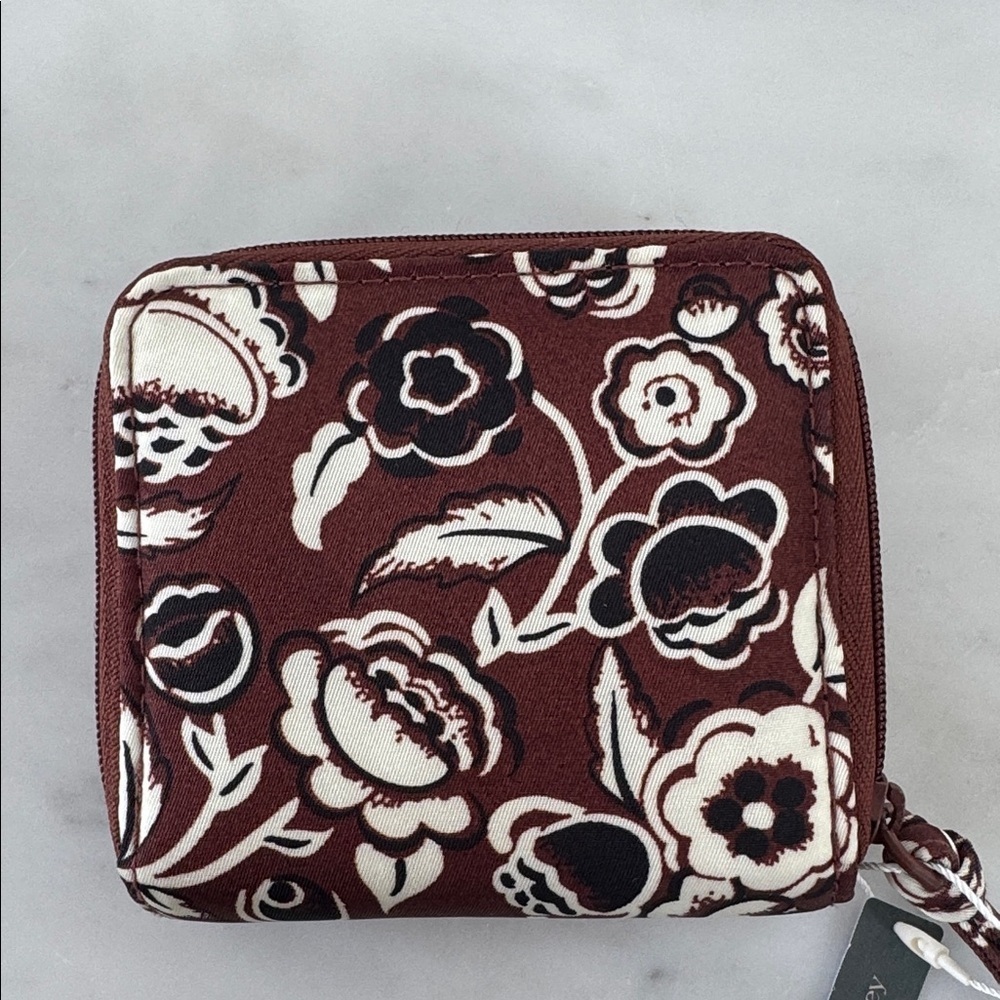 Vera Bradley Small Zip-Around Wallet in Bubbly Flowers Cinnamon - Picture 3 of 7
